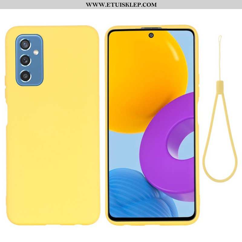 Etui do Samsung Galaxy M52 5G z Łańcuch Płynny Silikon W Paski